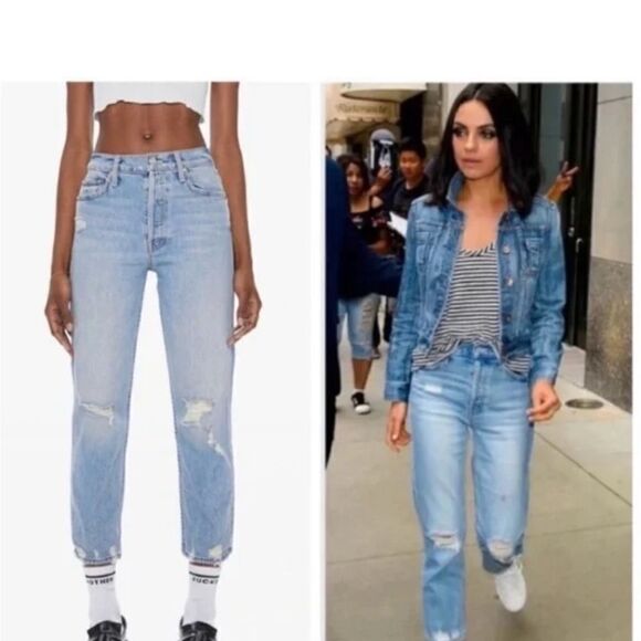 MOTHER The Tomcat Straight Jeans The Confession Distressed Ripped Size 26